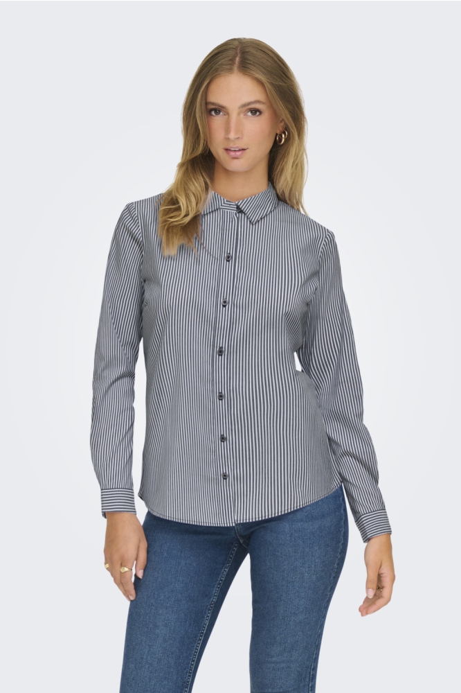 JDYMIO L/S SHIRT WVN NOOS 15149877 TOTAL ECLIPSE/SMALL WHITE STRIPES